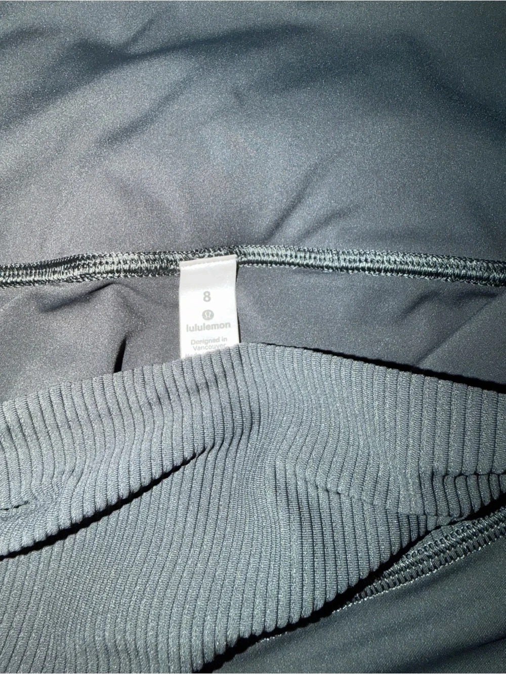 Lululemon Size 8 High Waist Gray Ribbed Waist Biker Shorts 11” inseam